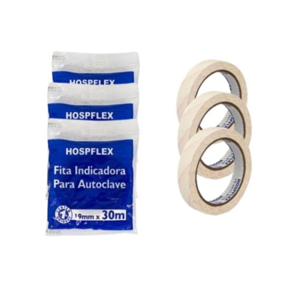 Kit Com 3 - Fita Indicadora Para Autoclave 19x30mm Hospflex