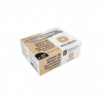 Lâmina de Bisturi N 22  Aço Carbono Descartável Descarpack