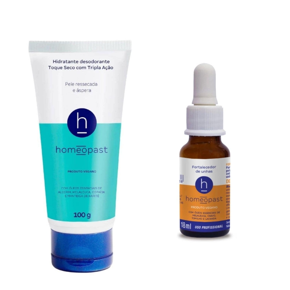 Kit Homeopast Toque Seco Tripla Ação 100g e Fortalecedor de Unhas 18ml