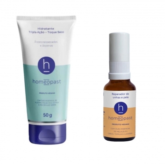 Kit Homeopast Toque Seco Tripla Ação 50g Spray Reparador Unhas