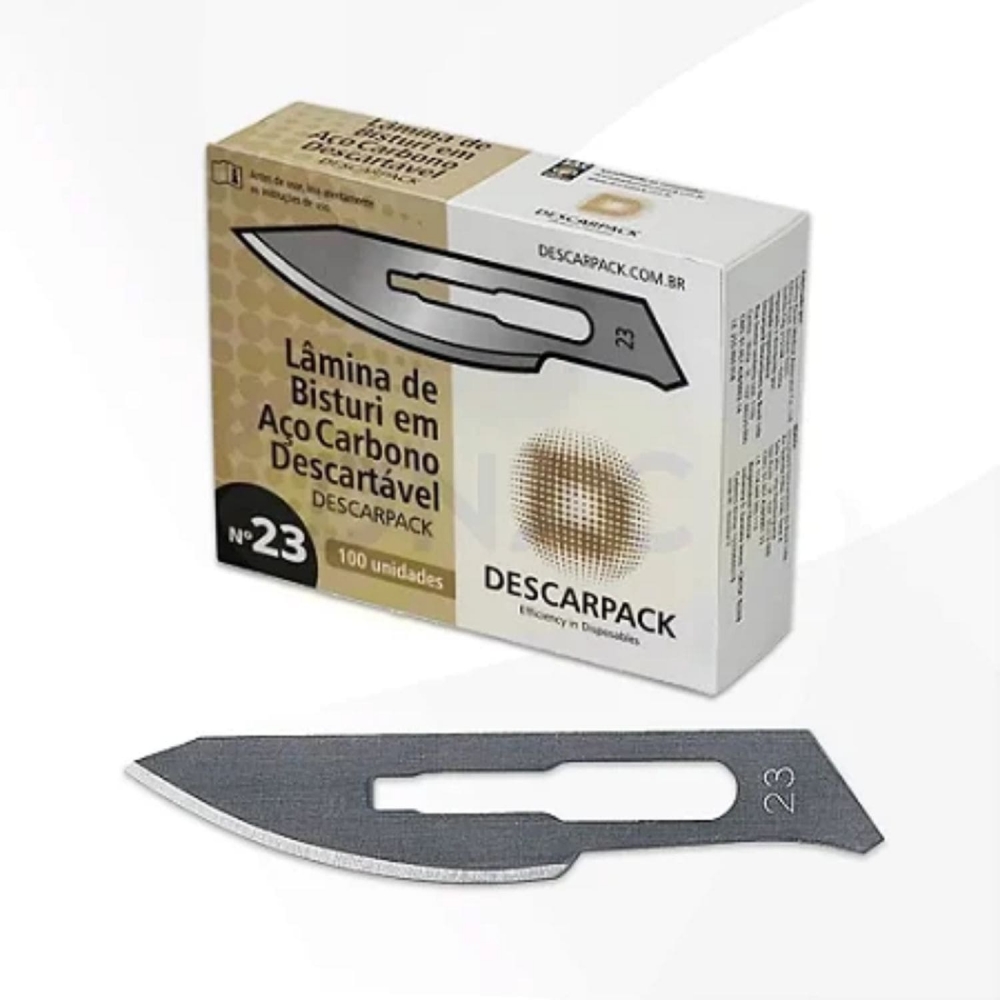 Lâmina de Bisturi N 23 Aço Carbono Descartável - Descarpack