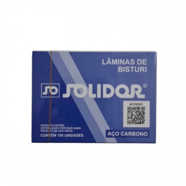 Lâminas de Bisturi Aço Carbono Estéril Solidor 100 unidades