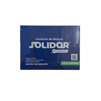 Lâminas de Bisturi Aço Carbono Estéril Solidor 100 unidades